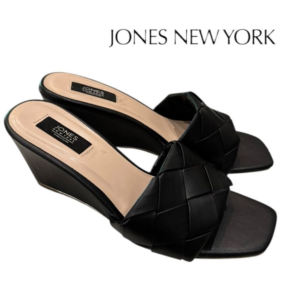 Jones New York Signature Women’s Black Woven Wedge Sandals 7.5